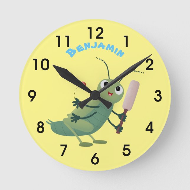 Horloge Ronde Illustration d'un insecte du cricket vert mou (Recto)