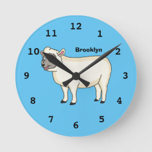 Horloge Ronde Illustration d'un mouton joyeux