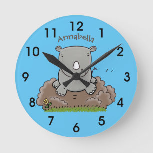 Horloge Ronde Illustration d'un petit rhinocéros