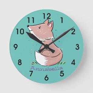 Horloge Ronde Illustration d'une caricature de baby fox