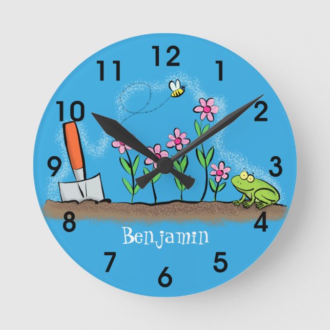 Horloge Ronde Illustration d'une caricature sur la grenouille et (Recto)