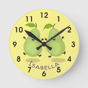 Horloge Ronde Illustration d'une paire de poires mignonne