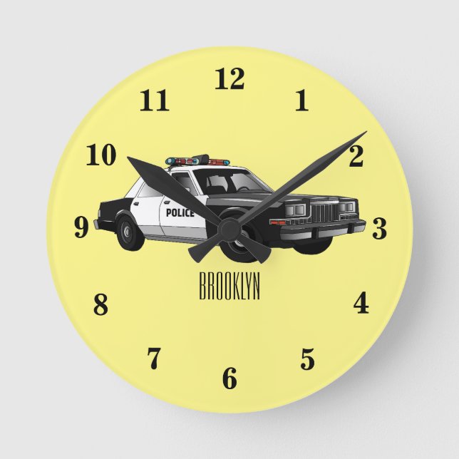 Horloge Ronde Illustration d'une voiture de police (Recto)