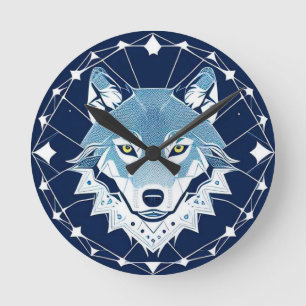 Horloge Ronde Illustration géométrique d'un loup
