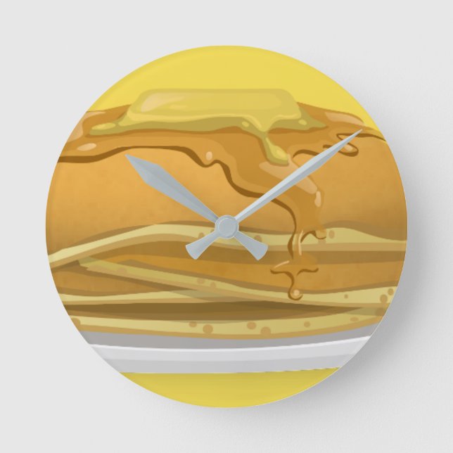 Horloge Ronde Illustration mignonne de sirop de crêpe et d'érabl (Recto)