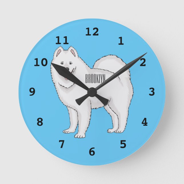 Horloge Ronde Illustration Samoyed dog (Recto)