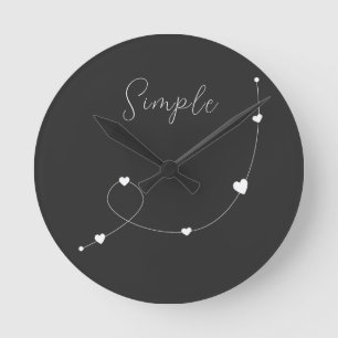 Horloge Ronde Illustration simple avec les coeurs dans un style