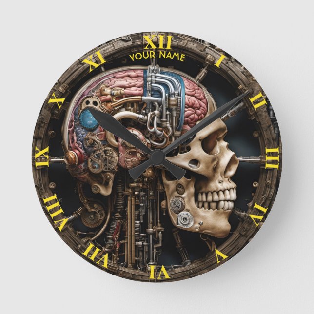 Horloge Ronde Imaginaire Cute Steampunk Open Cerveau (Recto)