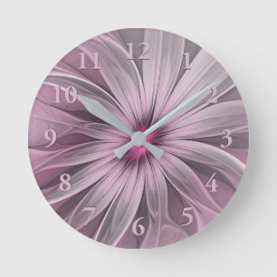 Horloge Ronde Imaginaire Fleur Plum Abstrait Flore Fractal Art