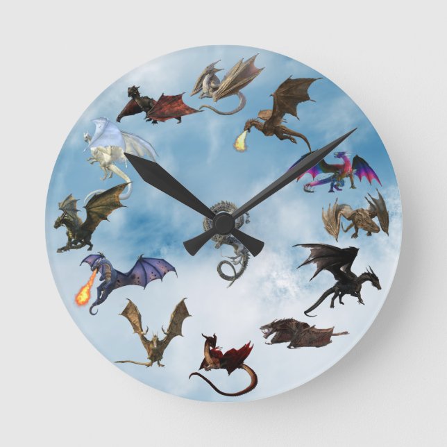 Horloge Ronde Imaginaire Louveur de dragon de wyvern  (Recto)