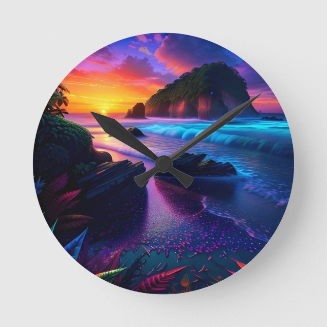 Horloge Ronde Imaginaire Tropical Beach One (Recto)