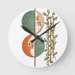Horloge Ronde Impression d'art botanique abstrait moderne, Ci mi