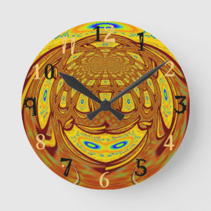 Horloge Ronde Impression d'art de gant de baseball jaune doré