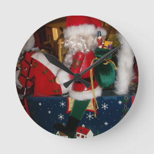 Horloge Ronde Impression d'art de Noël Père Noël décoré