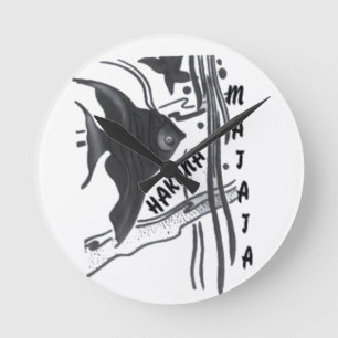 Horloge Ronde Impression d'art de poisson Hakuna Matata