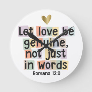 Horloge Ronde Impression d'art de verset biblique « Que l'amour