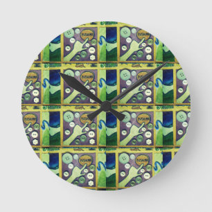 Horloge Ronde Impression d'art mosaïque amusante contemporaine –