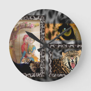 Horloge Ronde Impression d'art Tigre & Couple
