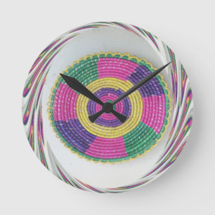 Horloge Ronde Impression d'art Tourbillon Tissé