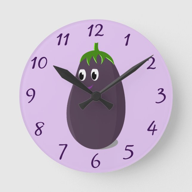 Horloge Ronde Impression d'aubergines mignonnes (Recto)