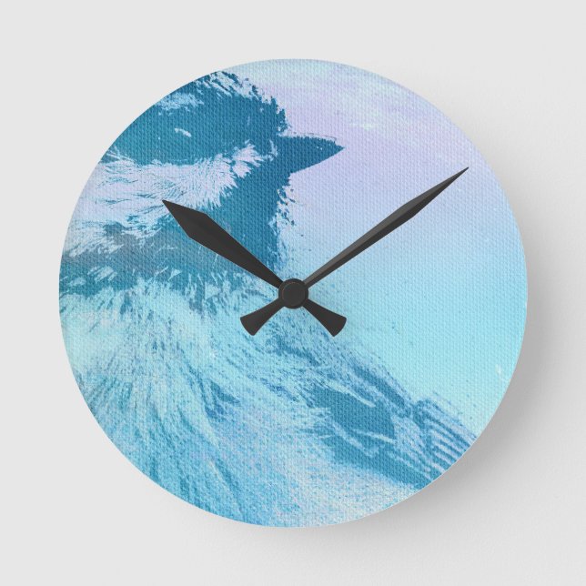 Horloge Ronde Impression de chickadé noir plafonné (Recto)