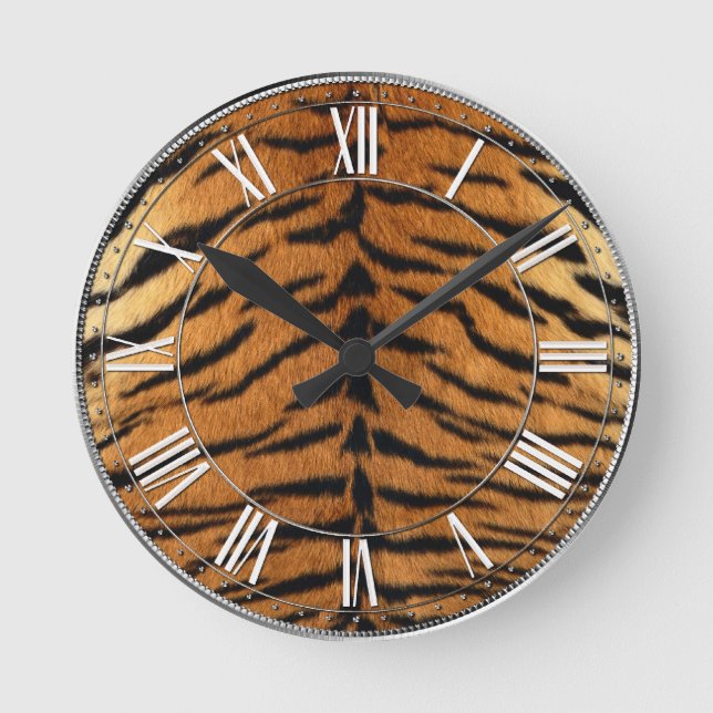 Horloge Ronde Impression de la fourrure en bande de tigre (Recto)