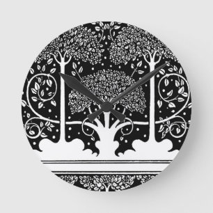 Horloge Ronde Impression de motif d'arbre Art Nouveau d'Aubrey B