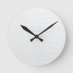Horloge Ronde Impression de peau de crocodile blanc
