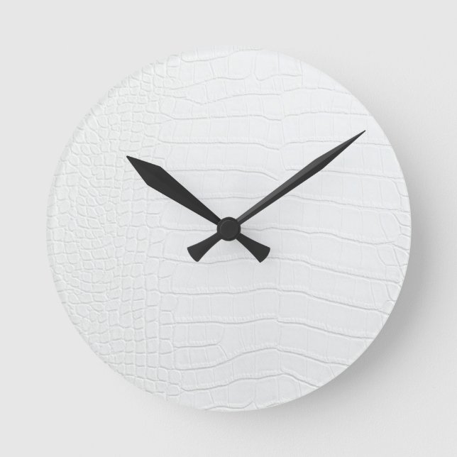 Horloge Ronde Impression de peau de crocodile blanc (Recto)