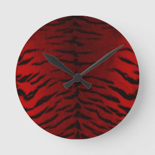 Horloge Ronde Impression de peau de tigre de feu