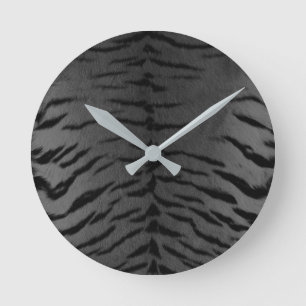 Horloge Ronde Impression de peau de tigre gris