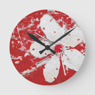 Horloge Ronde Impression florale de fleur de cerisier Sakura