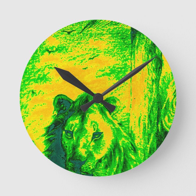 Horloge Ronde Impression Fluorante Lion Art Vision Night (Recto)