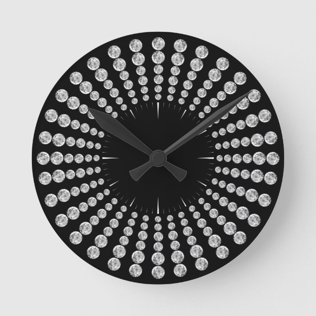 Horloge Ronde Impression noire et diamant (Recto)