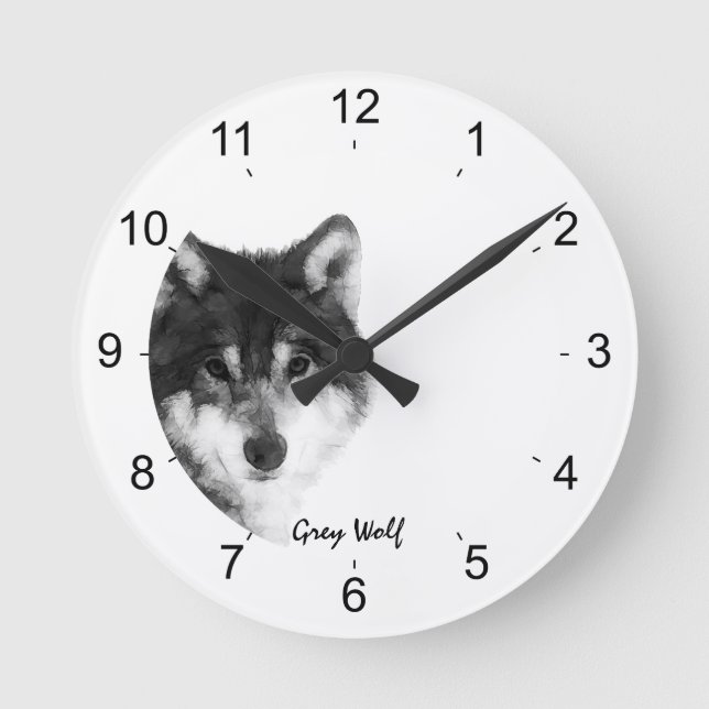 Horloge Ronde Impressionnant loup gris (Recto)