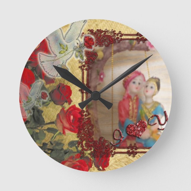 Horloge Ronde Imprimer mariage Doll Portrait Graphique (Recto)