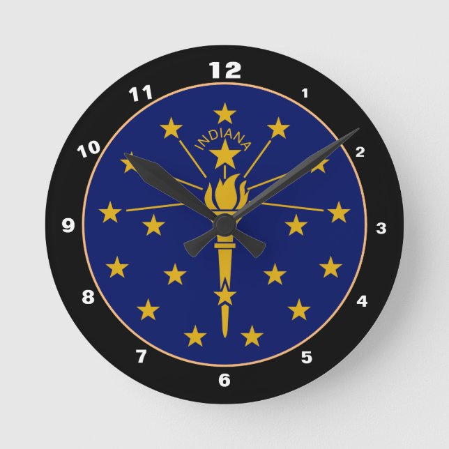 Horloge Ronde Indiana Flag & Indiana mode /design USA (Recto)