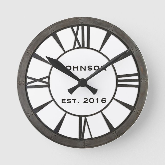 Horloge Ronde Industrial riveted metal-look custom design (Recto)