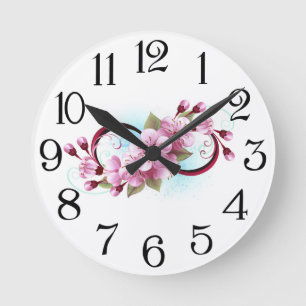Horloge Ronde Infinité avec les fleurs Sakura