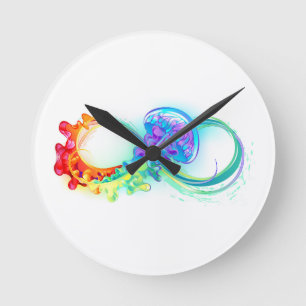 Horloge Ronde Infinity with Rainbow Jellyfish