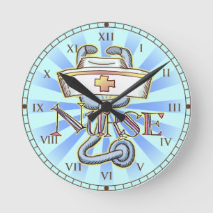 Horloge Ronde Infirmière au stéthoscope 