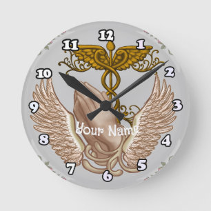 Horloge Ronde Infirmière aux mains chrétiennes