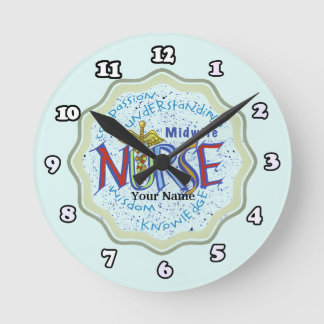 Horloge Ronde Infirmière de la Midwoman Motto