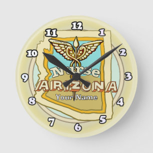 Horloge Ronde Infirmière de l'Arizona Caduceus
