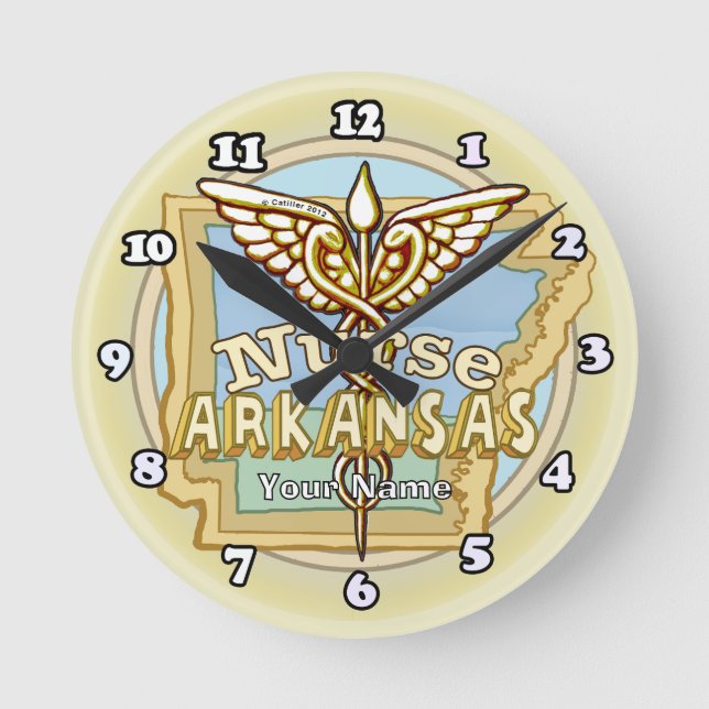 Horloge Ronde Infirmière de l'Arkansas Caducée (Recto)