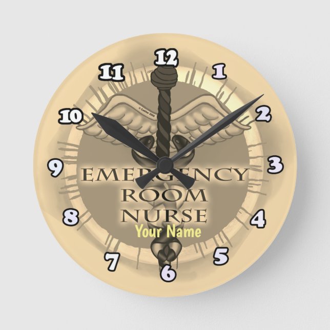 Horloge Ronde Infirmière des urgences Caducée (Recto)