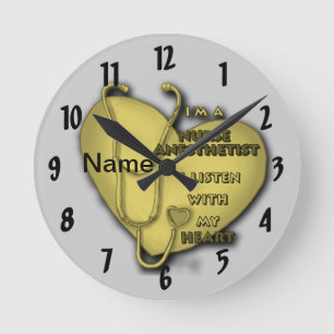 Horloge Ronde Infirmière du Coeur Jaune Anesthésiste