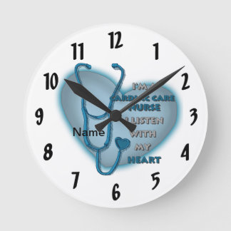 Horloge Ronde Infirmière en soins cardiaques bleus