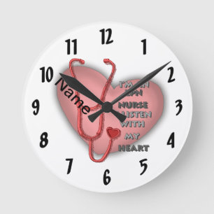 Horloge Ronde Infirmière LPN au cœur rouge