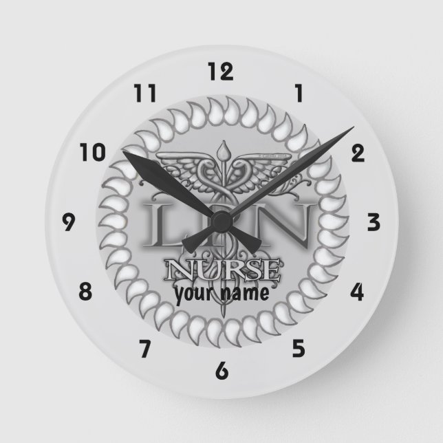 Horloge Ronde Infirmière LPN Caducée élégant (Recto)